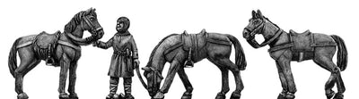 Horse holder and 3 horses (28mm)