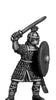 Geat thegn crested helm shield and sword: action pose (28mm)