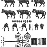 NEW - German Limber - six horses, five crew figures and limber (28mm)