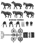 German Limber - six horses, five crew figures and limber (28mm)