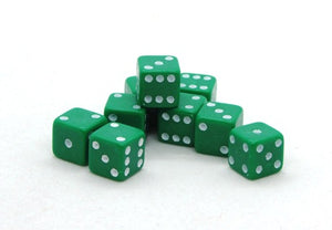 7mm Dice - green (x10)