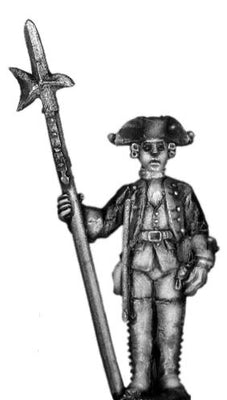 1756-63 Saxon Musketeer sergeant, at attention with halberd (28mm)