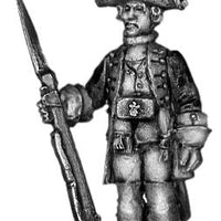 1756-63 Saxon Fusilier officer, at attention with musket (28mm)