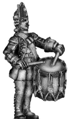 1756-63 Saxon Fusilier drummer, at attention (28mm)