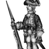 1756-63 Saxon Grenadier officer, at attention with musket (28mm)
