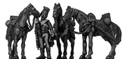 1756-63 Saxon Hussar horse holder & horses, mirliton (28mm)