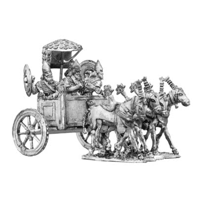 Assyrian King's four horse chariot and crew (28mm)