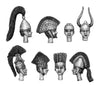 Strip of 4 helmets and heads (28mm)