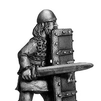 Geat thegn, great iron bound shield and spear: action pose (28mm)