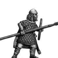 Geat thegn great iron bound shield and spear: action pose (28mm)