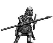 Geat thegn great iron bound shield and spear: action pose (28mm)