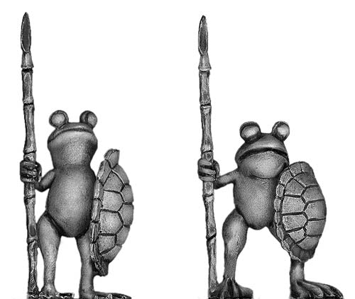 Pond Wars Frog with spear and turtle shell shield (28mm)