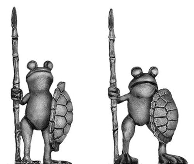 Pond Wars Frog with spear and turtle shell shield (28mm)