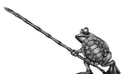 Pond Wars Frog with pike advanced and turtle shell shield - front ranker (28mm)