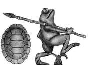 Pond Wars Frog marching with spear (28mm)