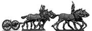 Four horse limber, cantering, with two civilian drivers (28mm)