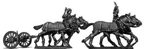 Four horse limber, cantering, with two civilian drivers (28mm)
