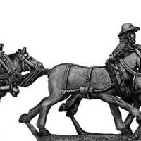 Six horse limber, cantering, with three civilian drivers (28mm)
