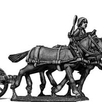 Four horse caisson, cantering, with two civilian drivers (28mm)