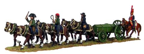 Six horse caisson, walking, with three civilian drivers (28mm)