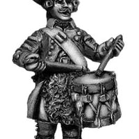 Russian Musketeer drummer, coat with lapels and collar, marching (28mm)