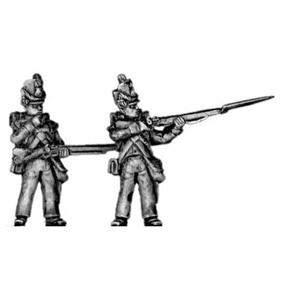 Flank company, firing and loading, shako cords and plume (18mm)