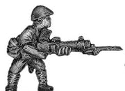 Japanese infantry with Type 96 LMG, in helmet, advancing (15mm)