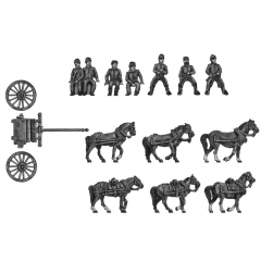 Limber team (riders in kepi) - six horses, limber and crew (15mm)