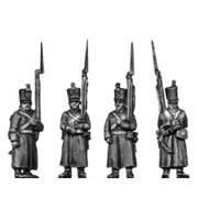 Musketeer, shako, greatcoat, march attack (18mm)