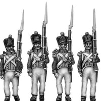 Grenadiers, epaulettes, moustaches, sabres, covered shako (18mm)