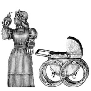 Anarchist Nanny with bomb and pram (28mm)