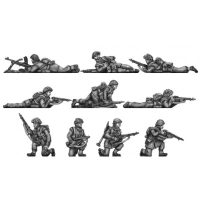 Infantry section, jerkins, kneeling and prone (20mm)